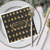 Kerstbomen en Snowflakes Pattern Gold ID863 Servet