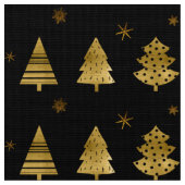 Kerstbomen en Snowflakes Pattern Gold ID863 Stof (Close Up)