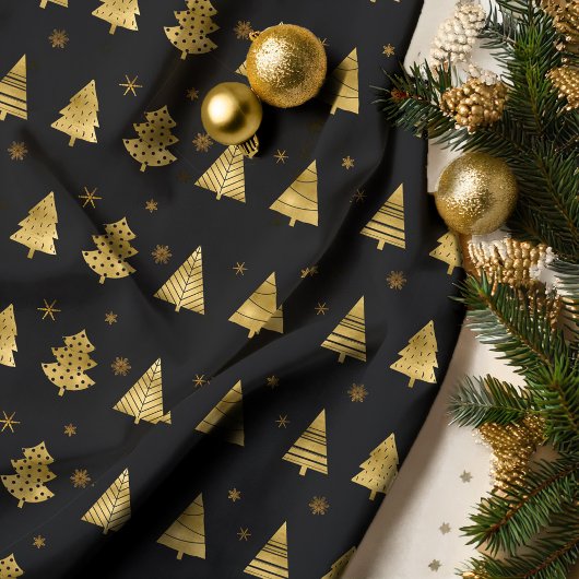 Kerstbomen en Snowflakes Pattern Gold ID863 Stof