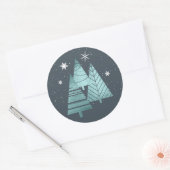 kerstbomen en Snowflakes V2 Blauwgroen ID863 Ronde Sticker (Envelop)