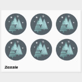kerstbomen en Snowflakes V2 Blauwgroen ID863 Ronde Sticker (Vel)