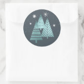 kerstbomen en Snowflakes V2 Blauwgroen ID863 Ronde Sticker (Tas)