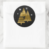 kerstbomen en Snowflakes V2 Gold ID863 Ronde Sticker (Tas)