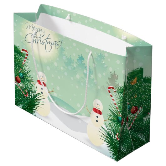 Kerstbomen en Snowmen Groot Cadeauzakje (Achterkant Gekanteld)