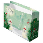 Kerstbomen en Snowmen Groot Cadeauzakje (Voorkant Gekanteld)