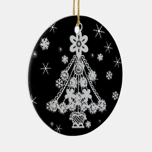 kerstbomen en snowschilfers keramisch ornament (Rechts)