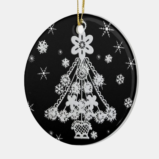 kerstbomen en snowschilfers keramisch ornament (Links)