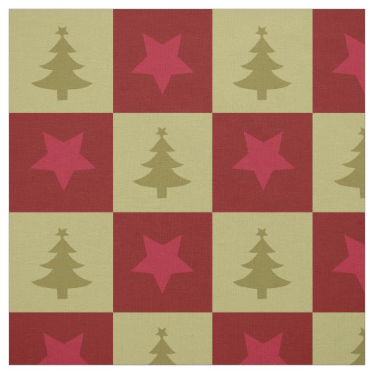Kerstbomen en sterpatroon Stof (Swatch)