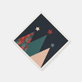 kerstbomen en sterren in blauw/rood seizoensgebond servet (Hoek)