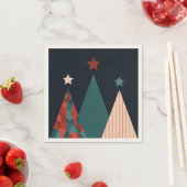 kerstbomen en sterren in blauw/rood seizoensgebond servet (Insitu)