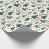 Kerstbomen en sterren Moderne Kerstmis Cadeaupapier (Hoek)