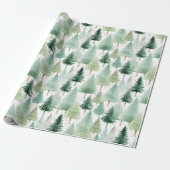 Kerstbomen en sterren Moderne Kerstmis Cadeaupapier (Uitgerold)