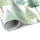 Kerstbomen en sterren Moderne Kerstmis Cadeaupapier (Rol Hoek)