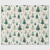 Kerstbomen en sterren Moderne Kerstmis Cadeaupapier (Vlak)