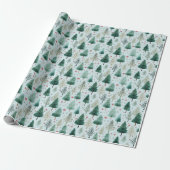 Kerstbomen en sterren Moderne Kerstmis Cadeaupapier (Uitgerold)