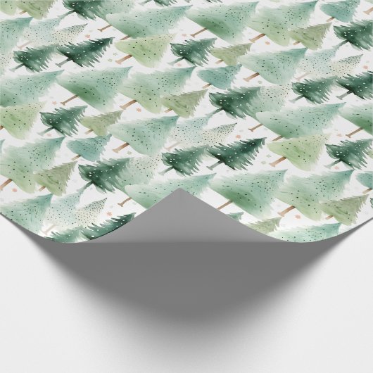 Kerstbomen en sterren Moderne Kerstmis Cadeaupapier (Hoek)