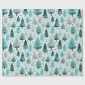 Kerstbomen en sterren Moderne Kerstmis Cadeaupapier (Vlak)