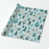 Kerstbomen en sterren Moderne Kerstmis Cadeaupapier (Uitgerold)