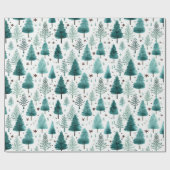 Kerstbomen en sterren Moderne Kerstmis Cadeaupapier (Vlak)