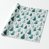 Kerstbomen en sterren Moderne Kerstmis Cadeaupapier (Uitgerold)