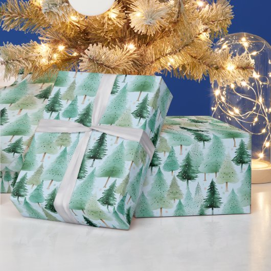 Kerstbomen en sterren Moderne Kerstmis Cadeaupapier (Feestdagen)
