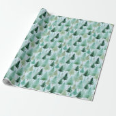 Kerstbomen en sterren Moderne Kerstmis Cadeaupapier (Uitgerold)