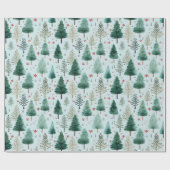 Kerstbomen en sterren Moderne Kerstmis Cadeaupapier (Vlak)