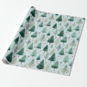 Kerstbomen en sterren Moderne Kerstmis Cadeaupapier (Uitgerold)