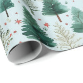 Kerstbomen en sterren Moderne Kerstmis Cadeaupapier (Rol Hoek)