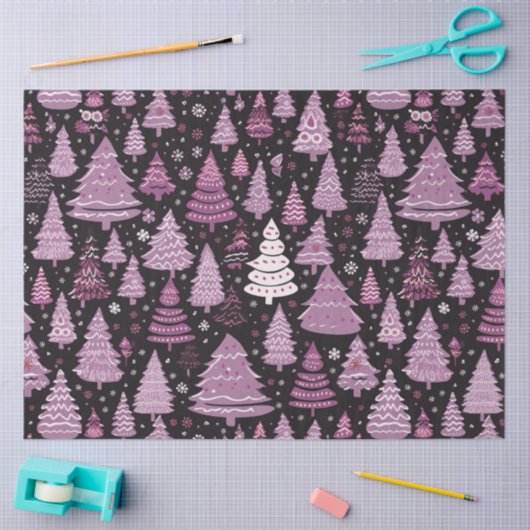Kerstbomen en sterren Paarse witte kerst Tissuepapier (Craft)