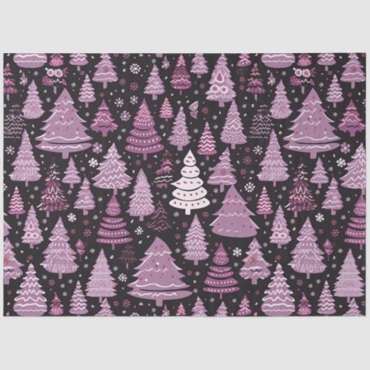 Kerstbomen en sterren Paarse witte kerst Tissuepapier (Voorkant)