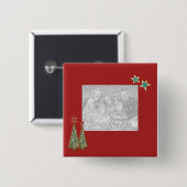 kerstbomen en sterren vierkante button 5,1 cm (Voorkant /achterkant)