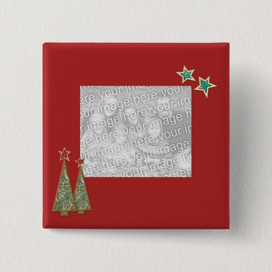kerstbomen en sterren vierkante button 5,1 cm (Voorkant)