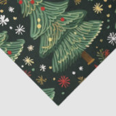 Kerstbomen en sterren Witte Groene Kerst Tissuepapier (Detail)