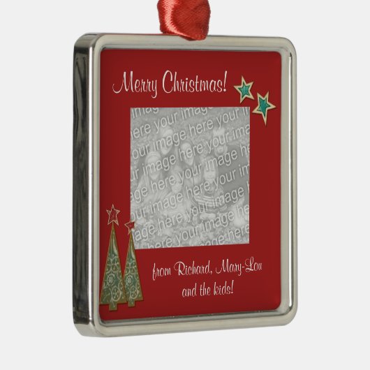 kerstbomen en sterrenfoto's metalen ornament (Rechts)