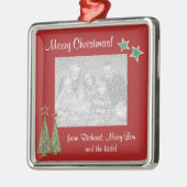 kerstbomen en sterrenfoto's metalen ornament (Links)