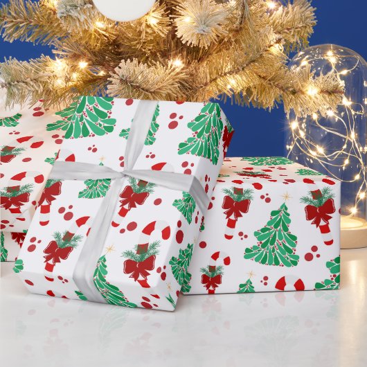 Kerstbomen en Suurstok  Cadeaupapier (Feestdagen)