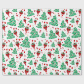 Kerstbomen en Suurstok  Cadeaupapier (Vlak)