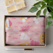 Kerstbomen en teddyberen Roze Kerst Tissuepapier (Geschenk)