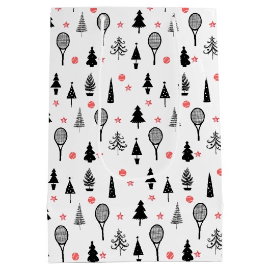 🎄 kerstbomen en 🎾 tennisrackets medium cadeauzakje (Achterkant)