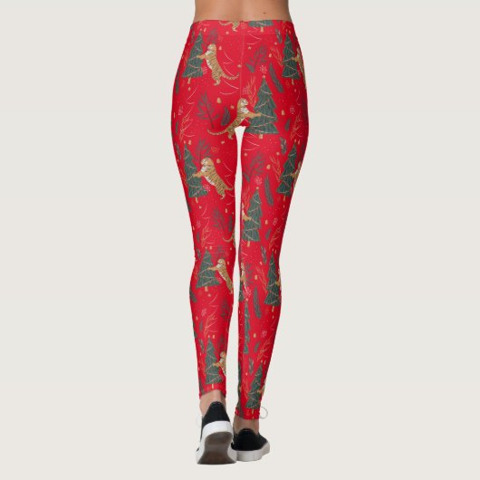 kerstbomen en tijgers leggings (Achterkant)