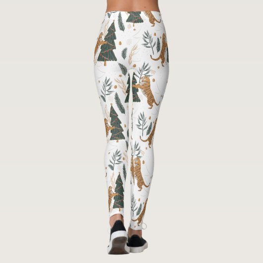 kerstbomen en tijgers leggings (Achterkant)