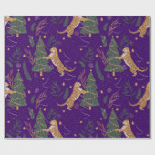 kerstbomen en tijgers, patroon, aangepaste achterg cadeaupapier (Vlak)