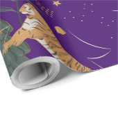 kerstbomen en tijgers, patroon, aangepaste achterg cadeaupapier (Rol Hoek)
