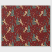kerstbomen en tijgers, patroon, aangepaste achterg cadeaupapier (Vlak)