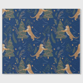 kerstbomen en tijgers, patroon, aangepaste achterg cadeaupapier (Vlak)