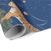 kerstbomen en tijgers, patroon, aangepaste achterg cadeaupapier (Rol Hoek)