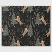 kerstbomen en tijgers, patroon, aangepaste achterg cadeaupapier (Vlak)