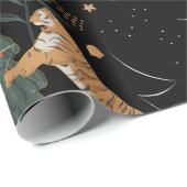 kerstbomen en tijgers, patroon, aangepaste achterg cadeaupapier (Rol Hoek)