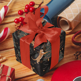kerstbomen en tijgers, patroon, aangepaste achterg cadeaupapier